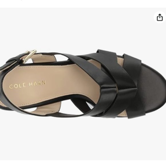 COLE HAAN NWT Womens Size 9 Jamie Block Heel Strappy Sandals Black Brown Buckle - Picture 3 of 6